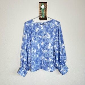 NINE WEST | blue long sleeve blouse